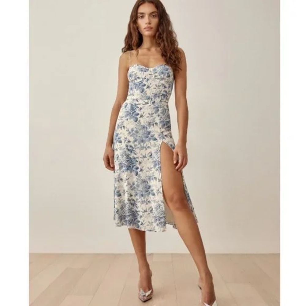 Reformation Juliette Blue Floral Midi Dress